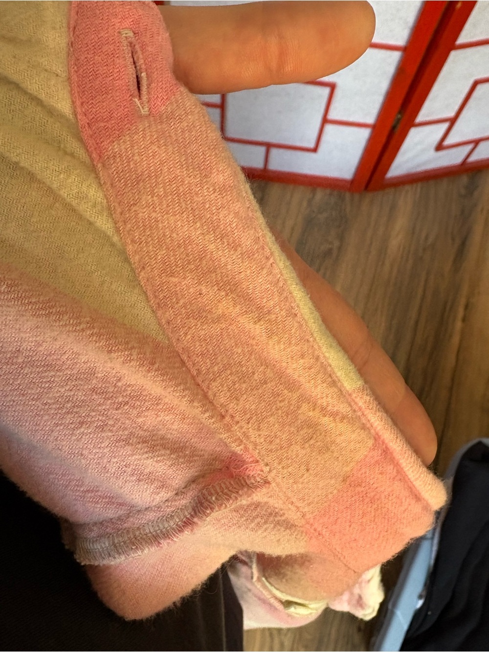 Aerie Oversized Pink and Cream Buffalo Plaid Flannel - Picture 6 of 6